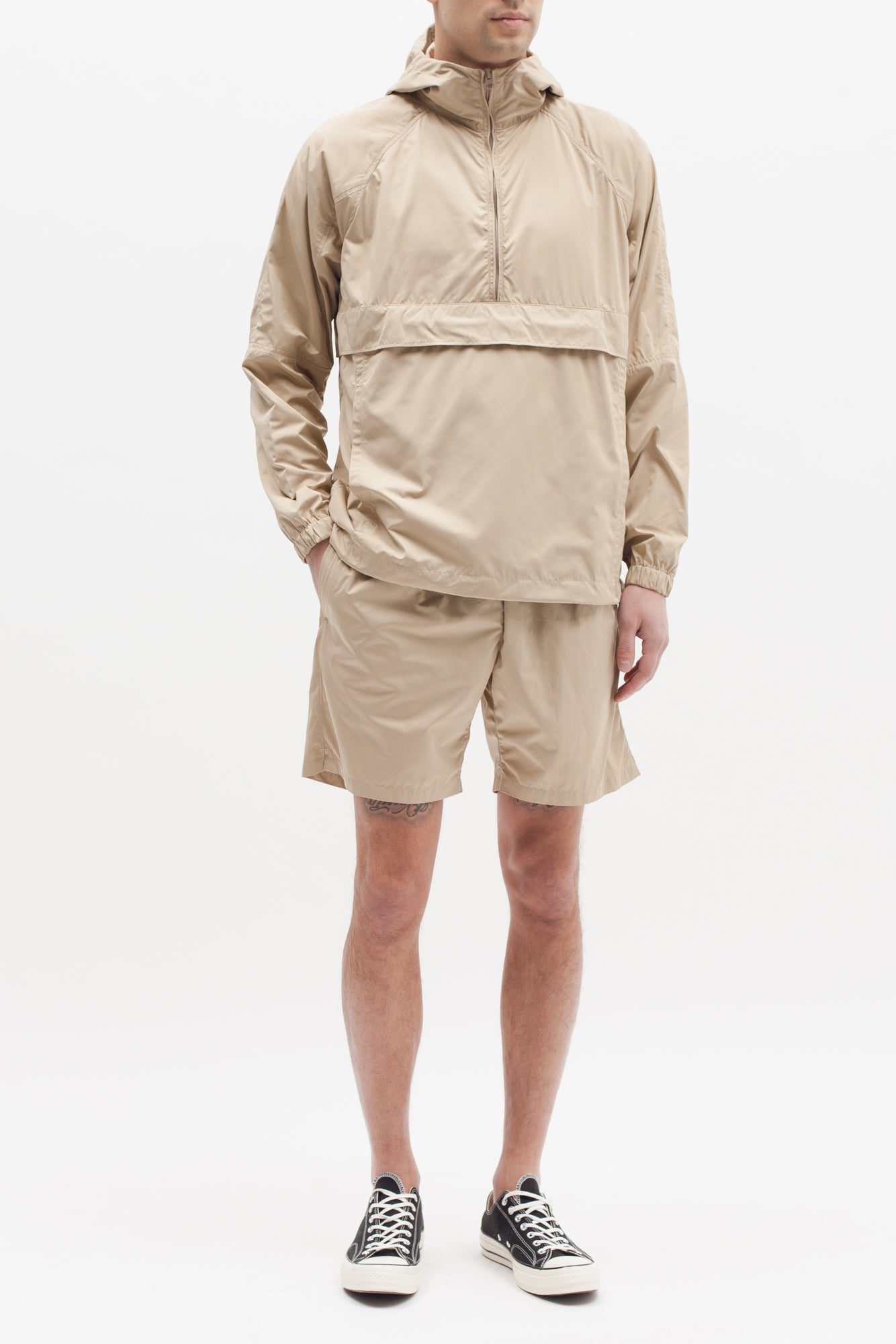 Nylon Popover Jacket - Beige